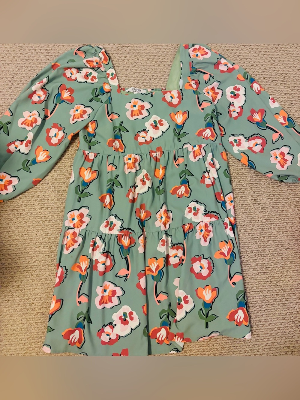 CROSBY' Green Floral Tiered Dress. Size Medium in mint condition